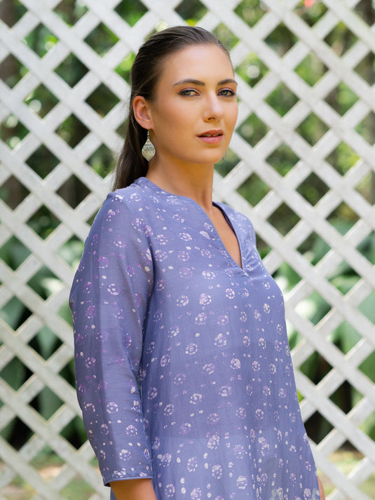 Batik v-neck long basic kurtha top
