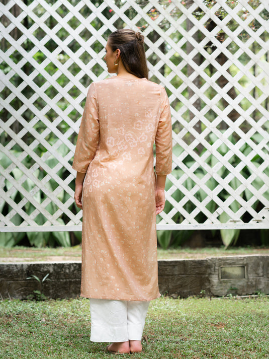 Batik v-neck long basic kurtha top
