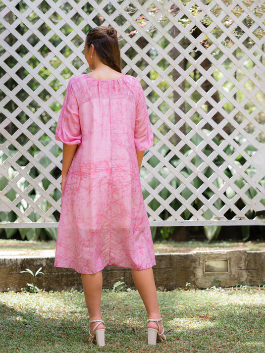 Batik front key hole detailed floral dress