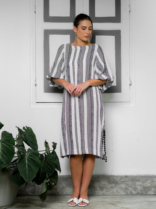 Pom pom detailed midi dress