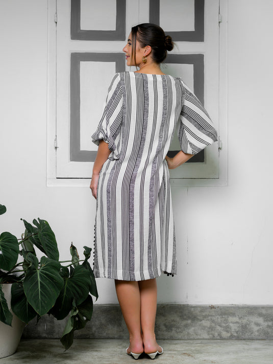 Pom pom detailed midi dress