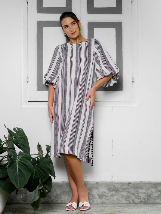 Pom pom detailed midi dress