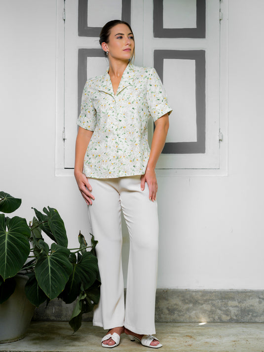 Pinted blouse with wide cuff