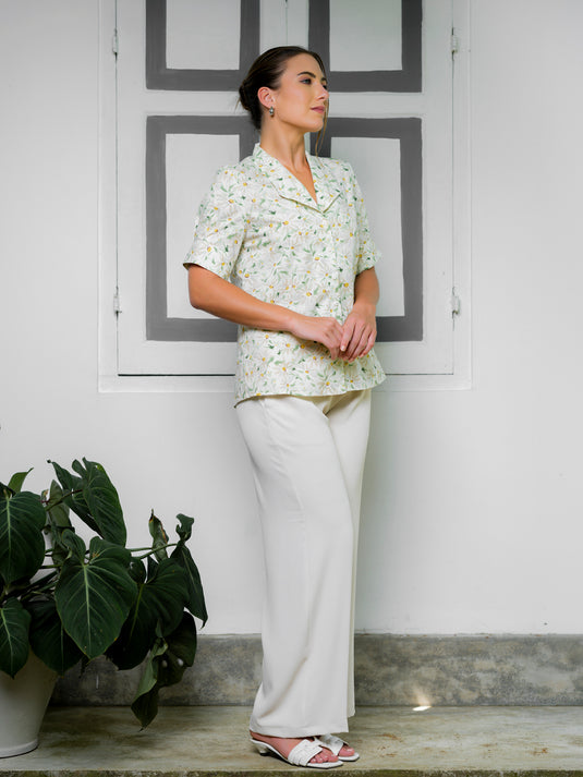 Pinted blouse with wide cuff