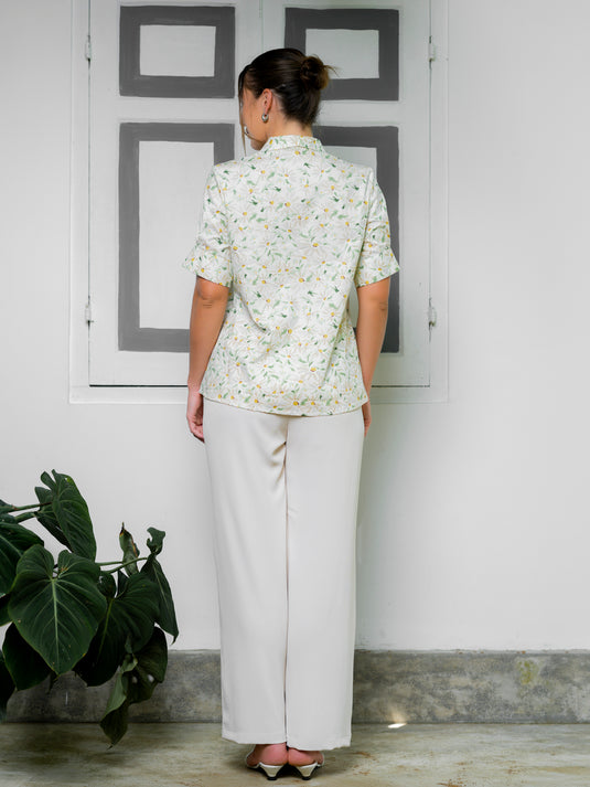 Pinted blouse with wide cuff