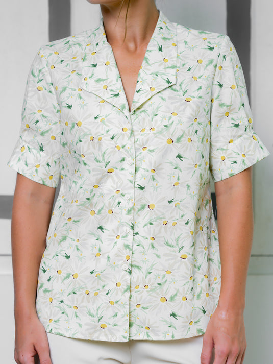 Pinted blouse with wide cuff