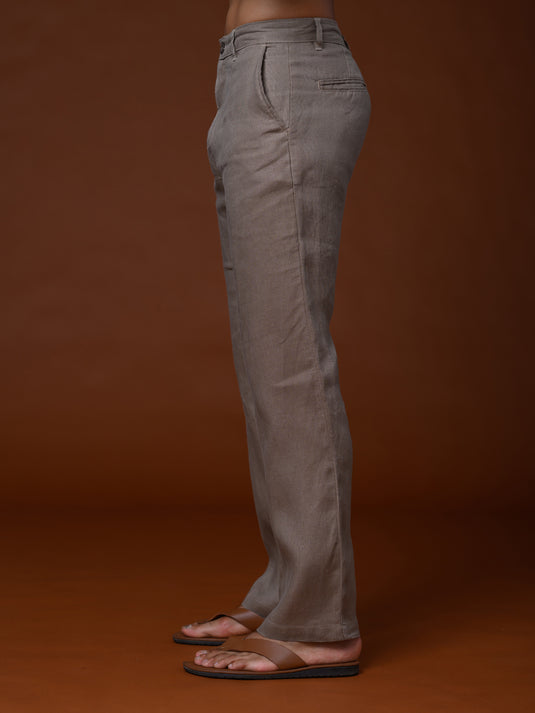 Casual Wear Linen Pant - light brown