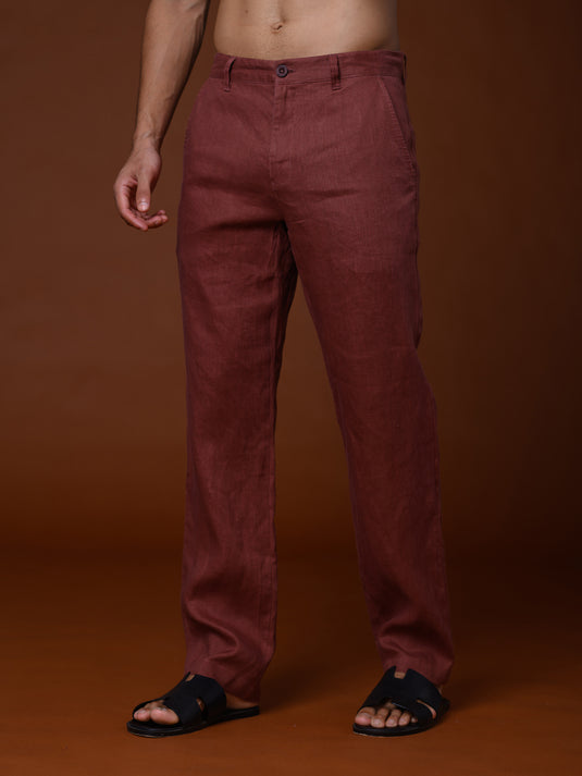 Casual Wear Linen Pant - Dark Brown