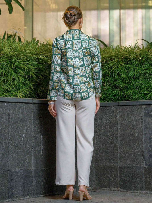 Basic printed satin blouse