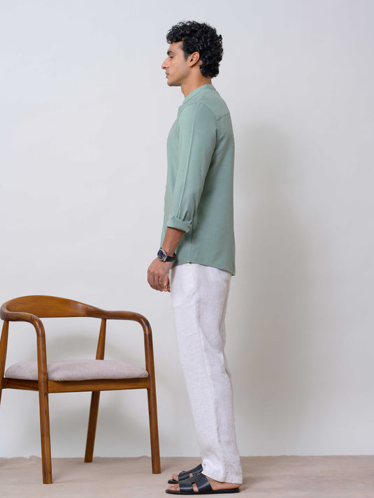 MENS MANDERIN COLLAR L/S SHIRT