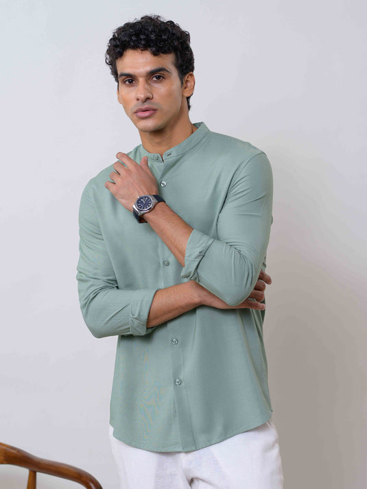 MENS MANDERIN COLLAR L/S SHIRT
