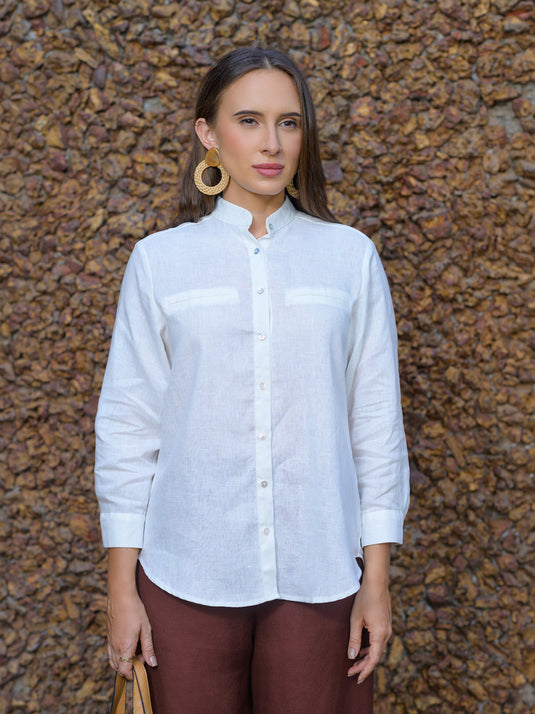 Basic long sleeve premium linen blouse