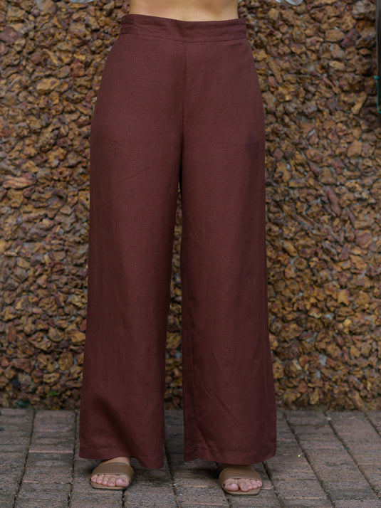 Wide leg premium linen pant with elasticated back