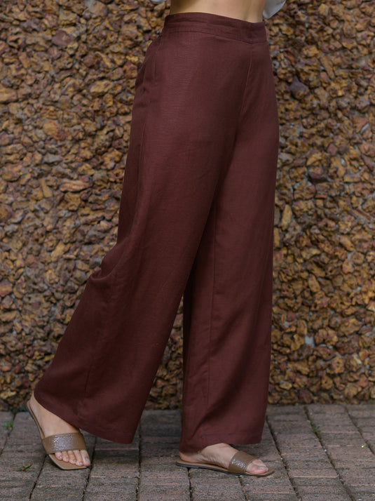 Wide leg premium linen pant with elasticated back