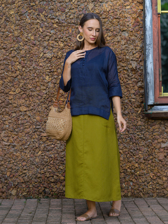 Dolman sleeve ramie blouse