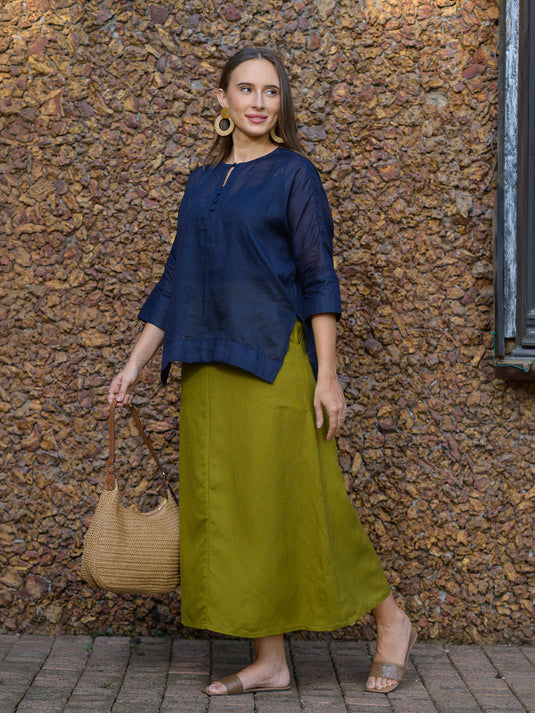 Dolman sleeve ramie blouse