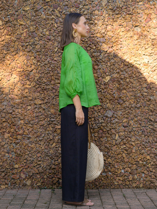 Raglan sleeve ramie blouse