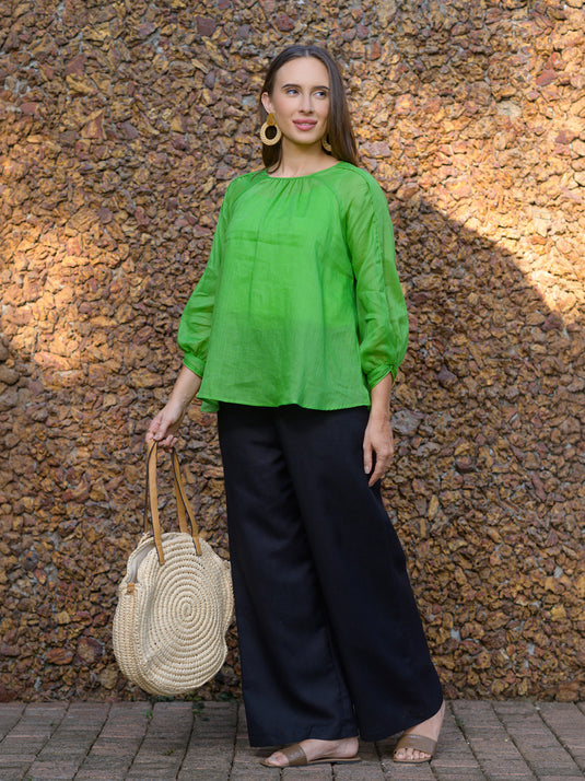 Raglan sleeve ramie blouse