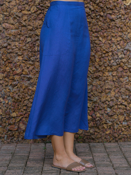 Pocket detailed midi length linen skirt