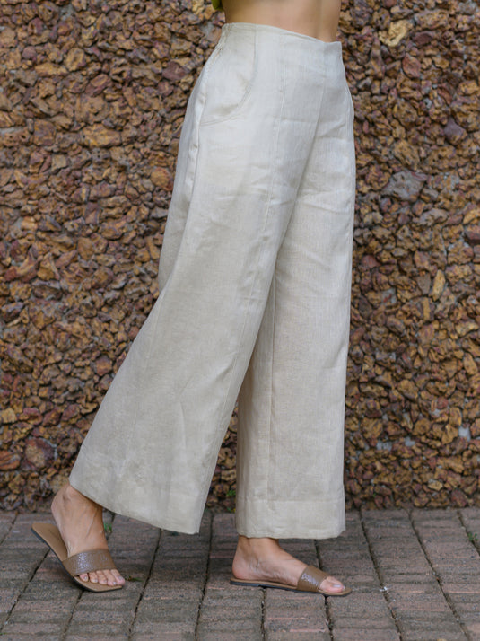 Cut panel detailed premium linen pant