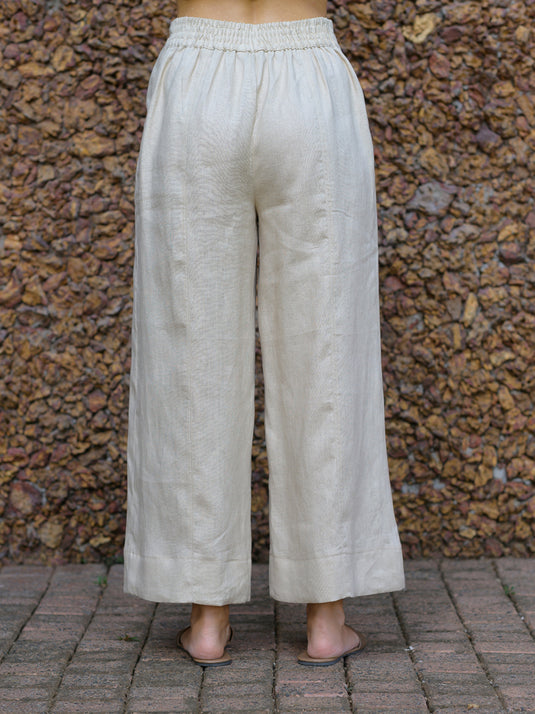 Cut panel detailed premium linen pant