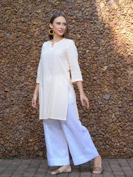 Long length premium linen kurtha top
