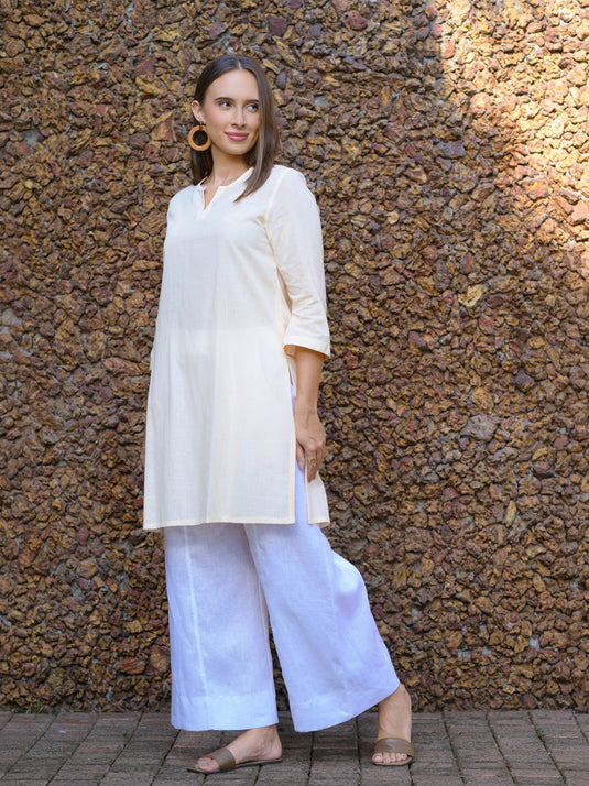 Long length premium linen kurtha top