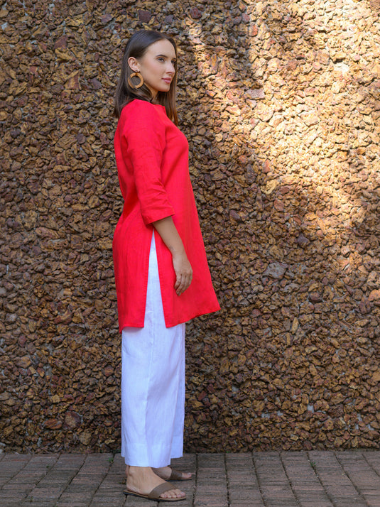 Long length premium linen kurtha top