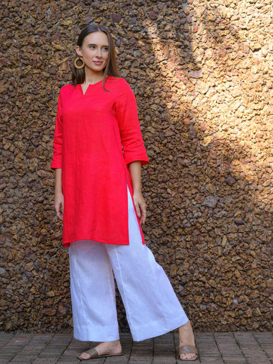 Long length premium linen kurtha top