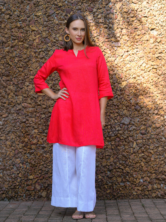 Long length premium linen kurtha top