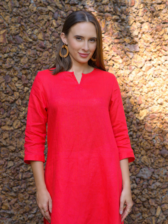 Long length premium linen kurtha top