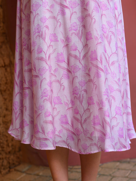 Halter neck rinted midi dress