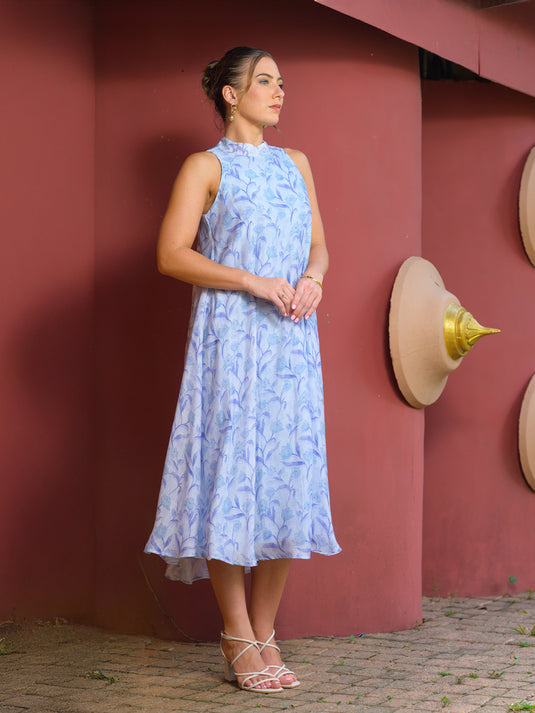 Halter neck rinted midi dress