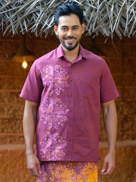 Batik block printed mens shirt