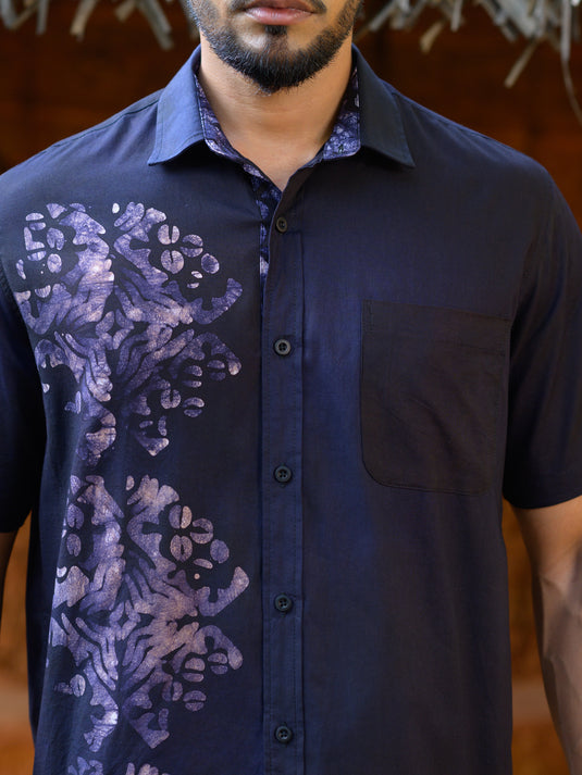 Batik block printed mens shirt