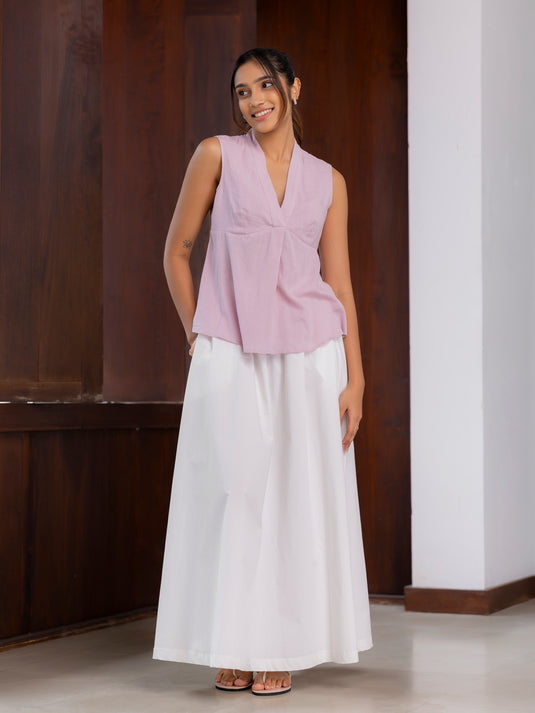 Sleeveless top with bustier panel