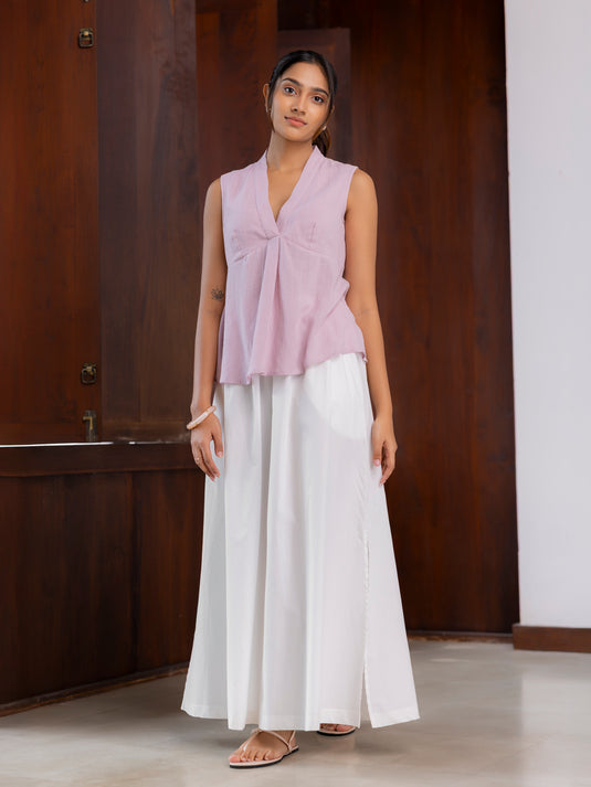 Sleeveless top with bustier panel