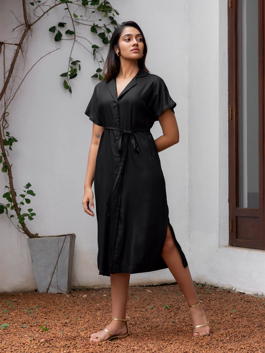 Kimono sleeve midi dress with side slits