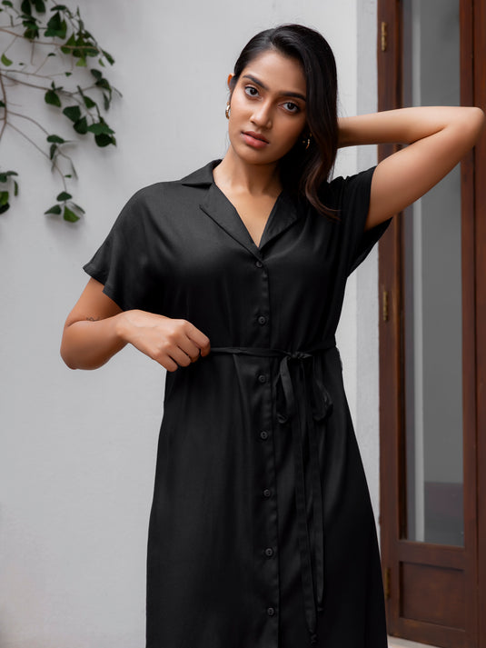 Kimono sleeve midi dress with side slits