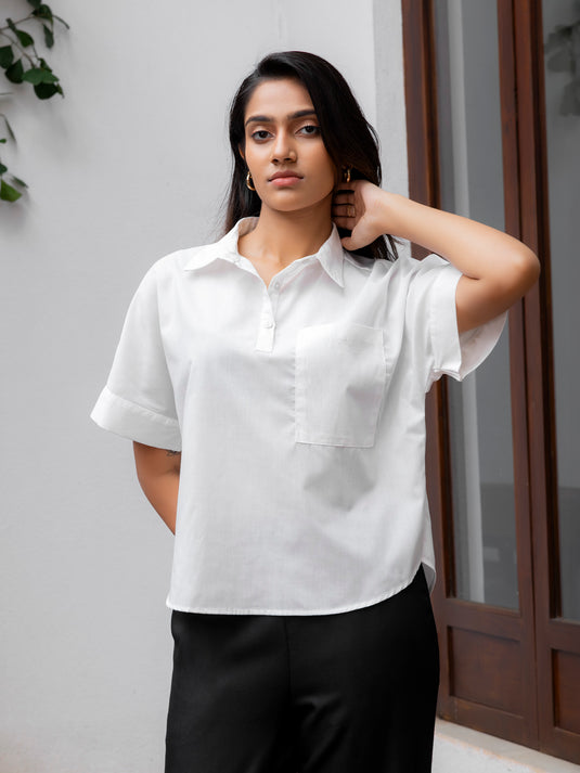 Basic blouse with half placket