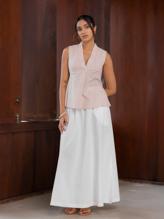 Sleeveless top with bustier panel