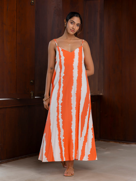 Printed strappy maxi dress