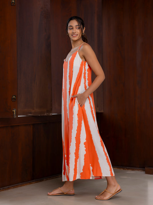 Printed strappy maxi dress