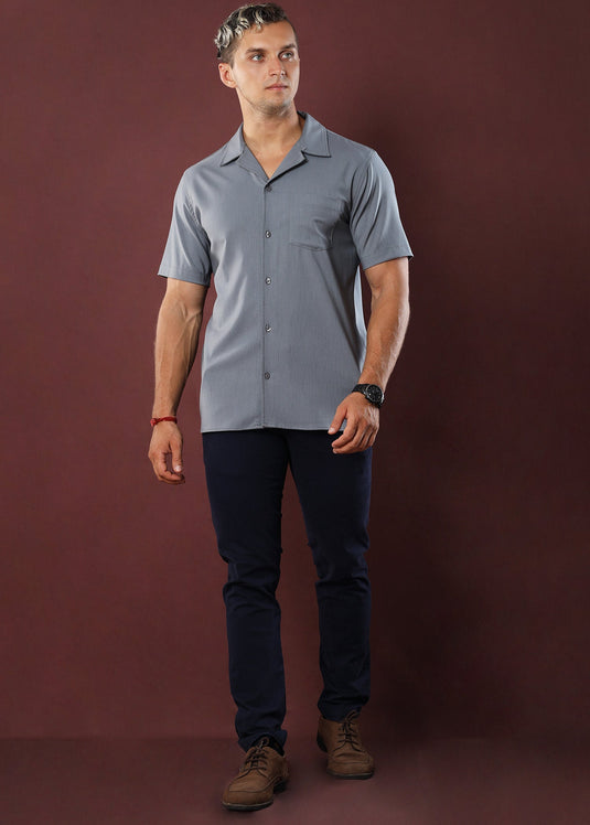 Lenon Cuban Collar S/S Shirt (Grey)