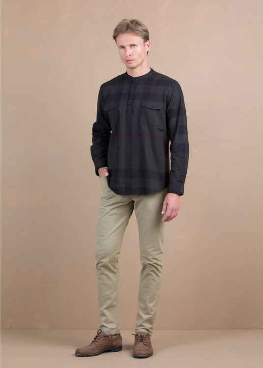 MANDERIN COLLAR DOUBLE  PKT SHIRT