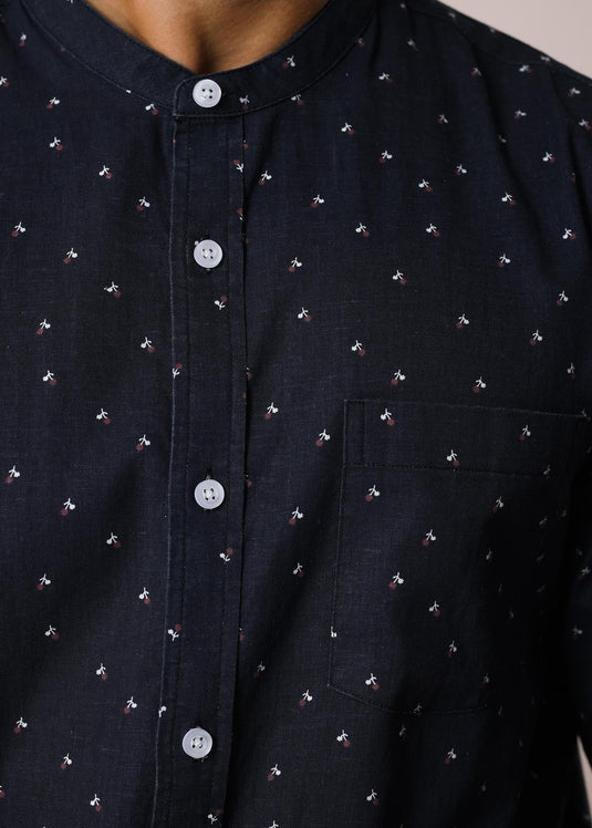 Mandarin Collar Printed Shirt