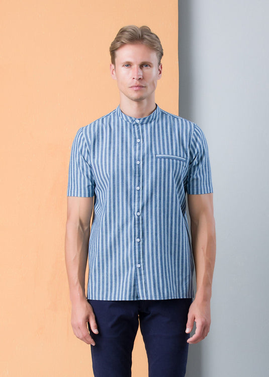 Casual Wear Manderin Collar S/S Shirt