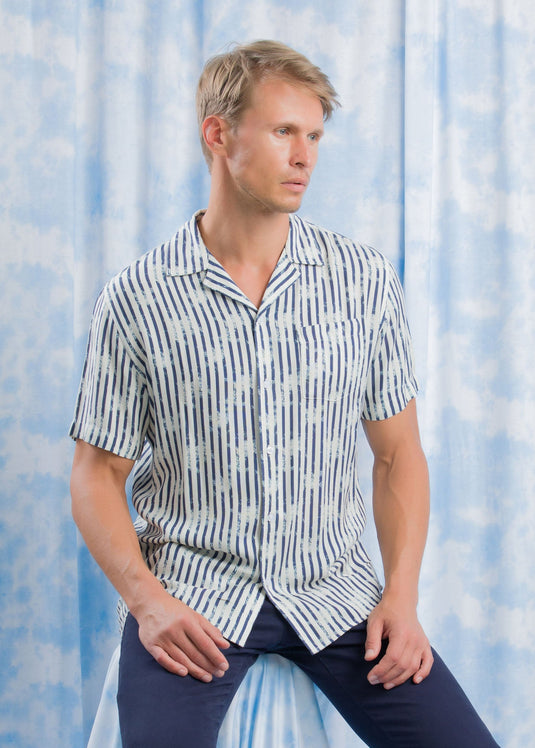 PRINTED CUBAN COLLAR S/S SHIRT