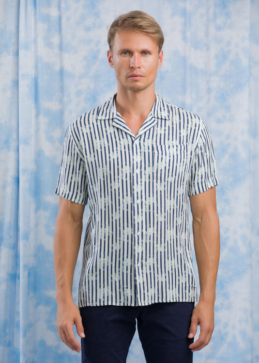PRINTED CUBAN COLLAR S/S SHIRT