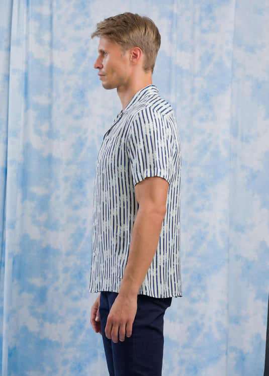 PRINTED CUBAN COLLAR S/S SHIRT